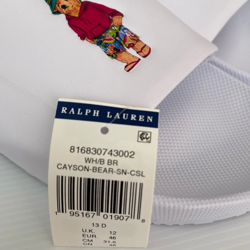 Polo Ralph Lauren Cayson Bear Pool White Sandals Sz 13 New - Picture 6 of 6